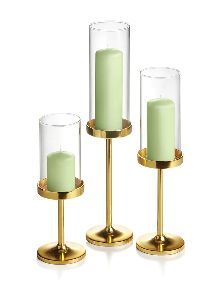 36 Slim Pillar Candles, 36 Cylinder Vases and 36 Gold Vevo Pedestals - Image 37