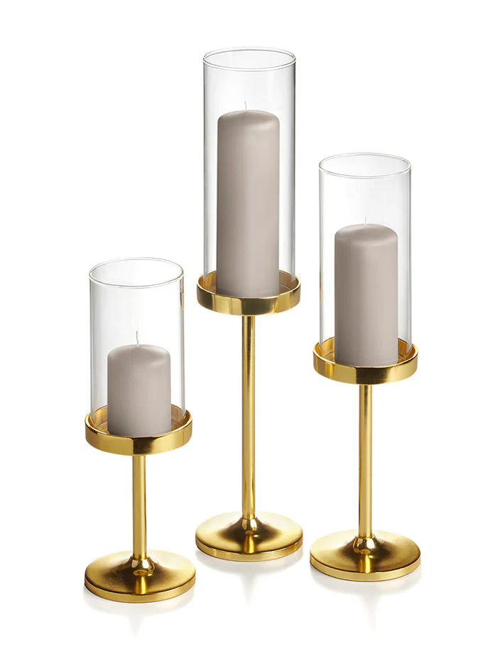 36 Slim Pillar Candles, 36 Cylinder Vases and 36 Gold Vevo Pedestals - Image 38