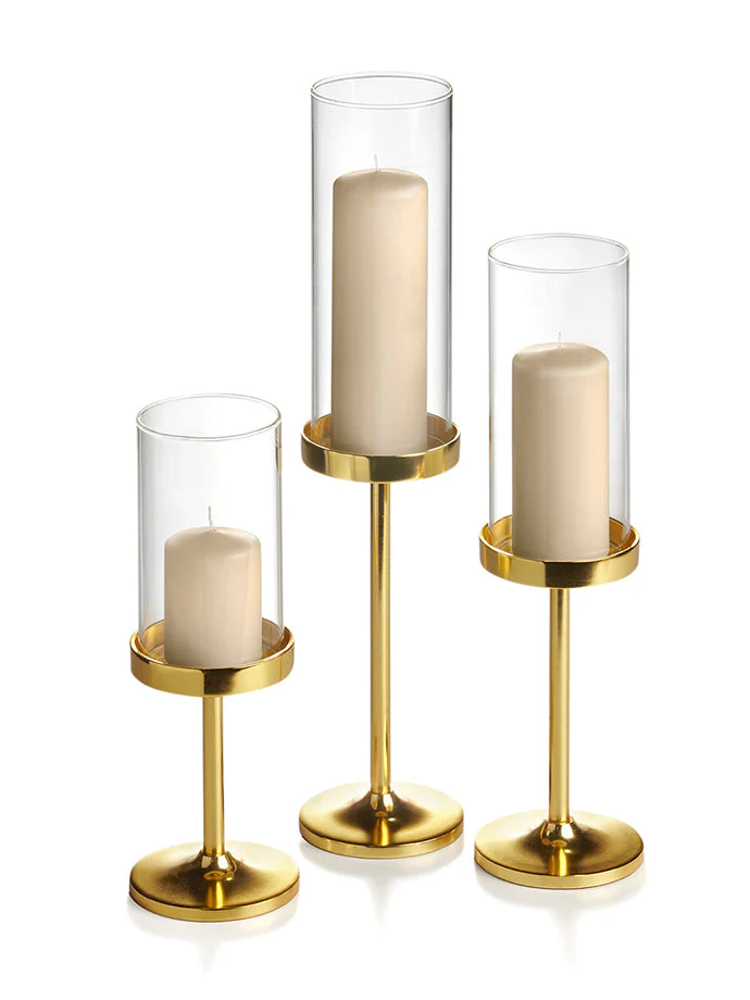 36 Slim Pillar Candles, 36 Cylinder Vases and 36 Gold Vevo Pedestals - Image 39