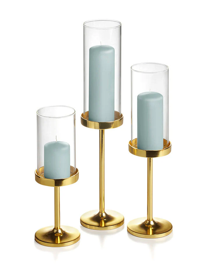 36 Slim Pillar Candles, 36 Cylinder Vases and 36 Gold Vevo Pedestals - Image 40