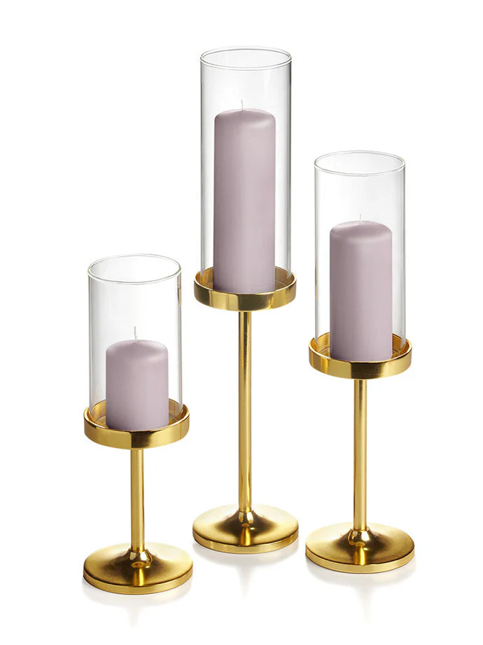 36 Slim Pillar Candles, 36 Cylinder Vases and 36 Gold Vevo Pedestals - Image 42