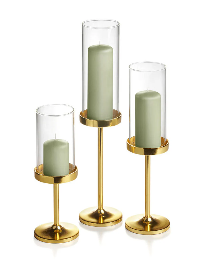36 Slim Pillar Candles, 36 Cylinder Vases and 36 Gold Vevo Pedestals - Image 43