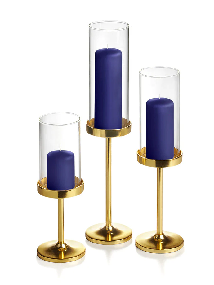 36 Slim Pillar Candles, 36 Cylinder Vases and 36 Gold Vevo Pedestals - Image 5