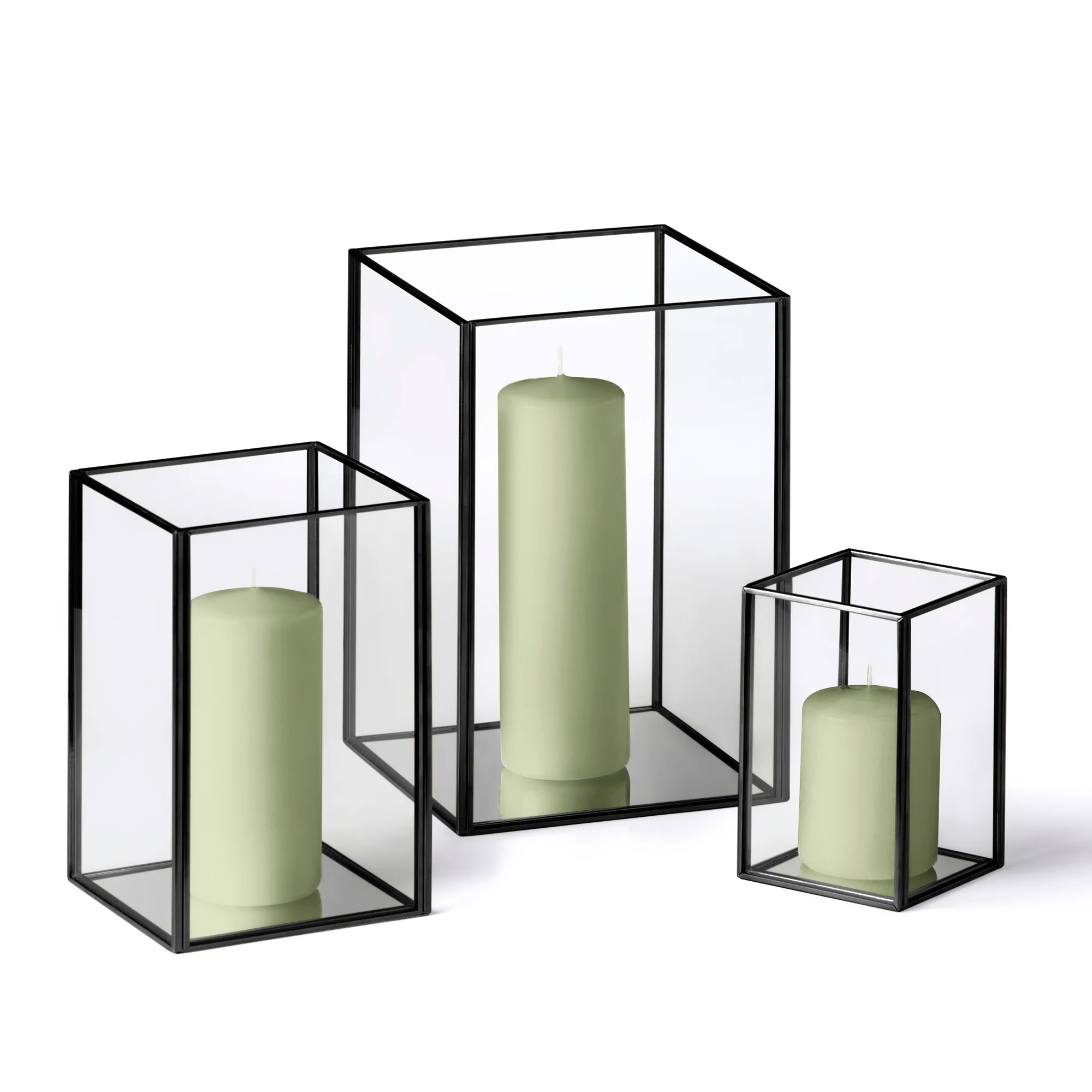 36 Slim Pillar Candles and Black Luxus Lanterns - Image 44