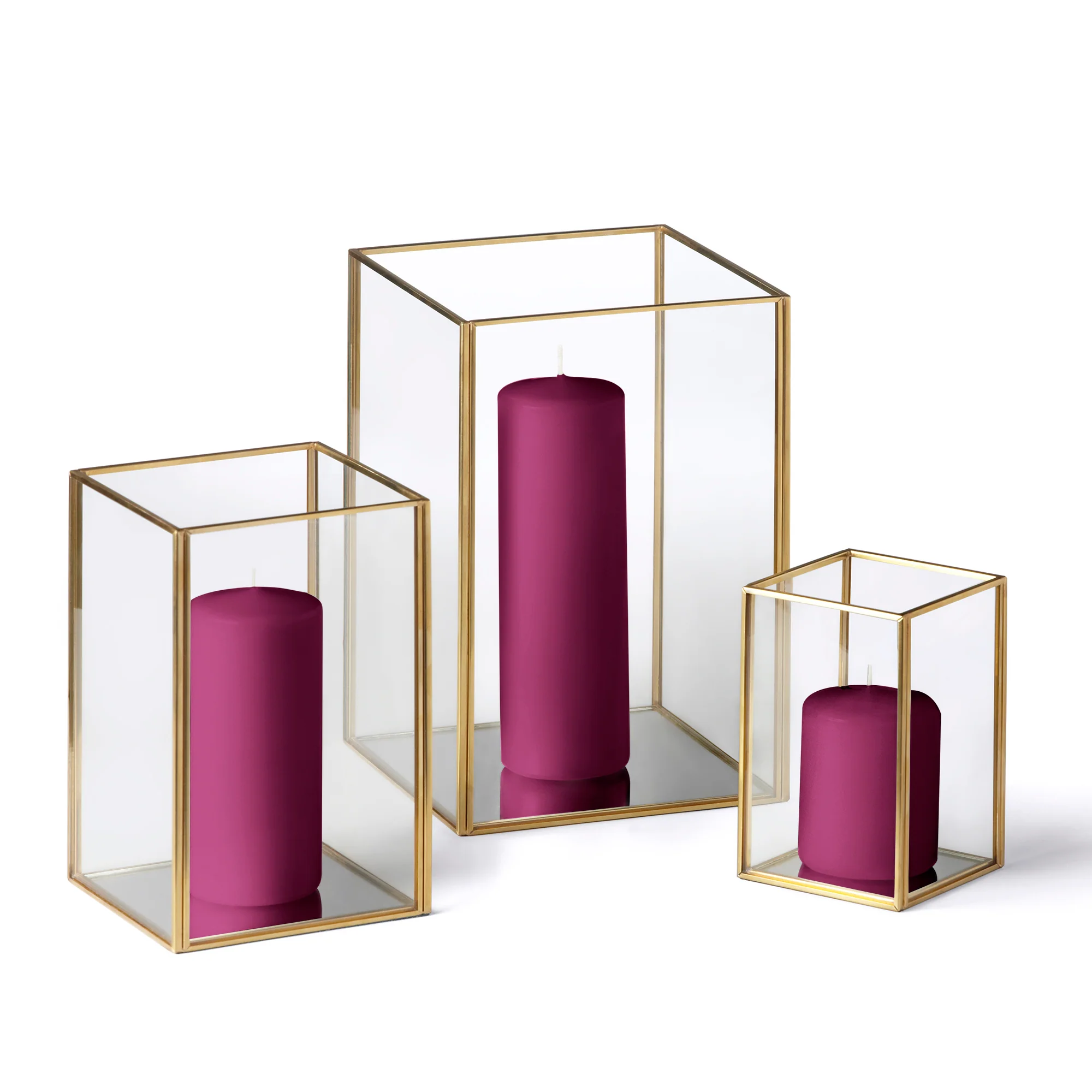 12 Slim Pillar Candles and Gold Luxus Lanterns - Image 10