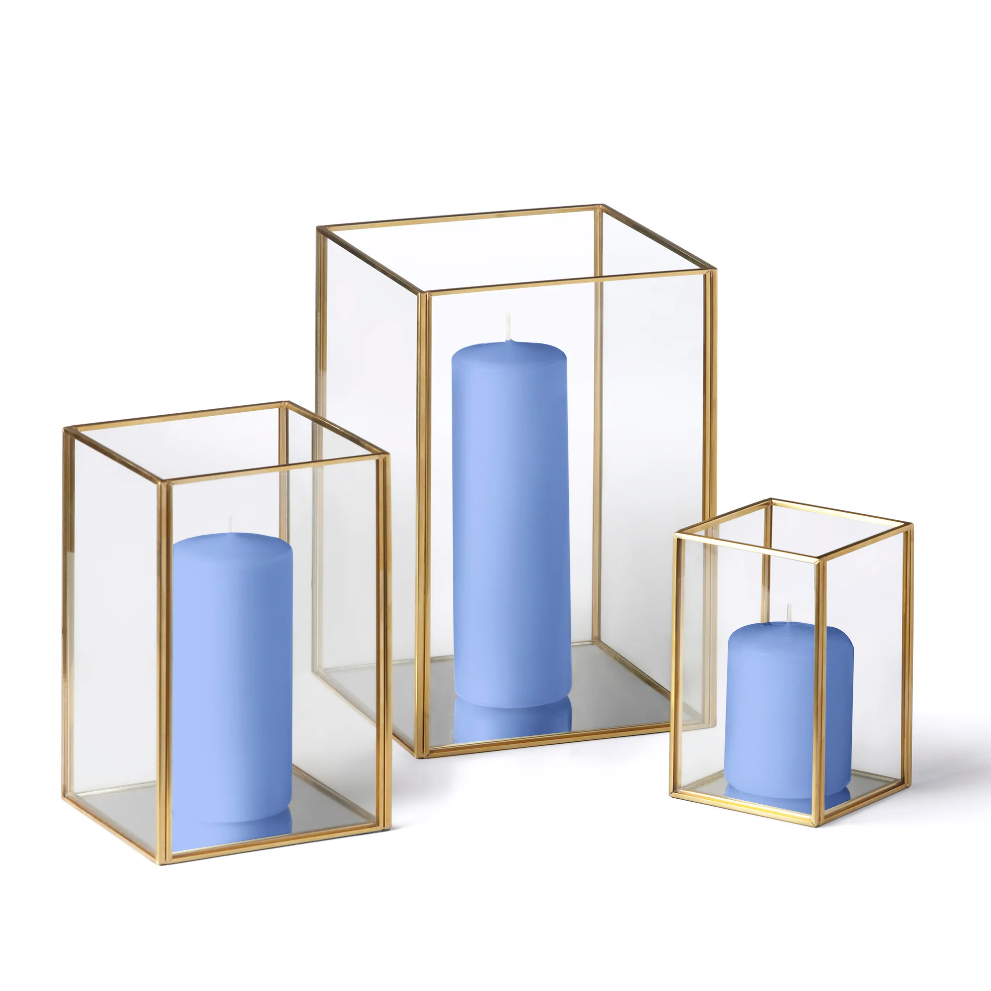 12 Slim Pillar Candles and Gold Luxus Lanterns - Image 18