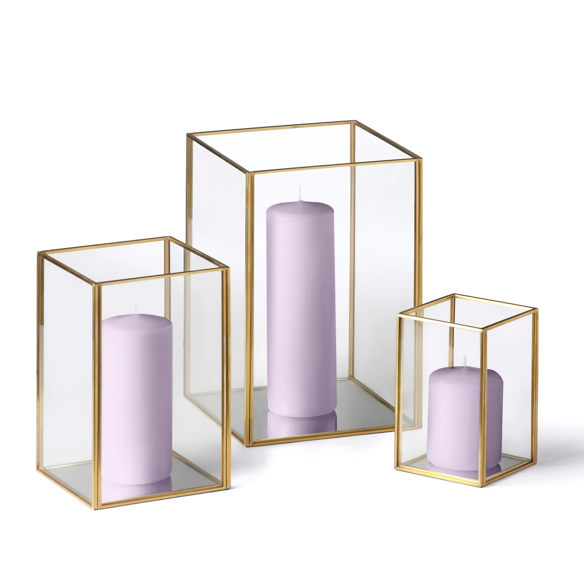 12 Slim Pillar Candles and Gold Luxus Lanterns - Image 20