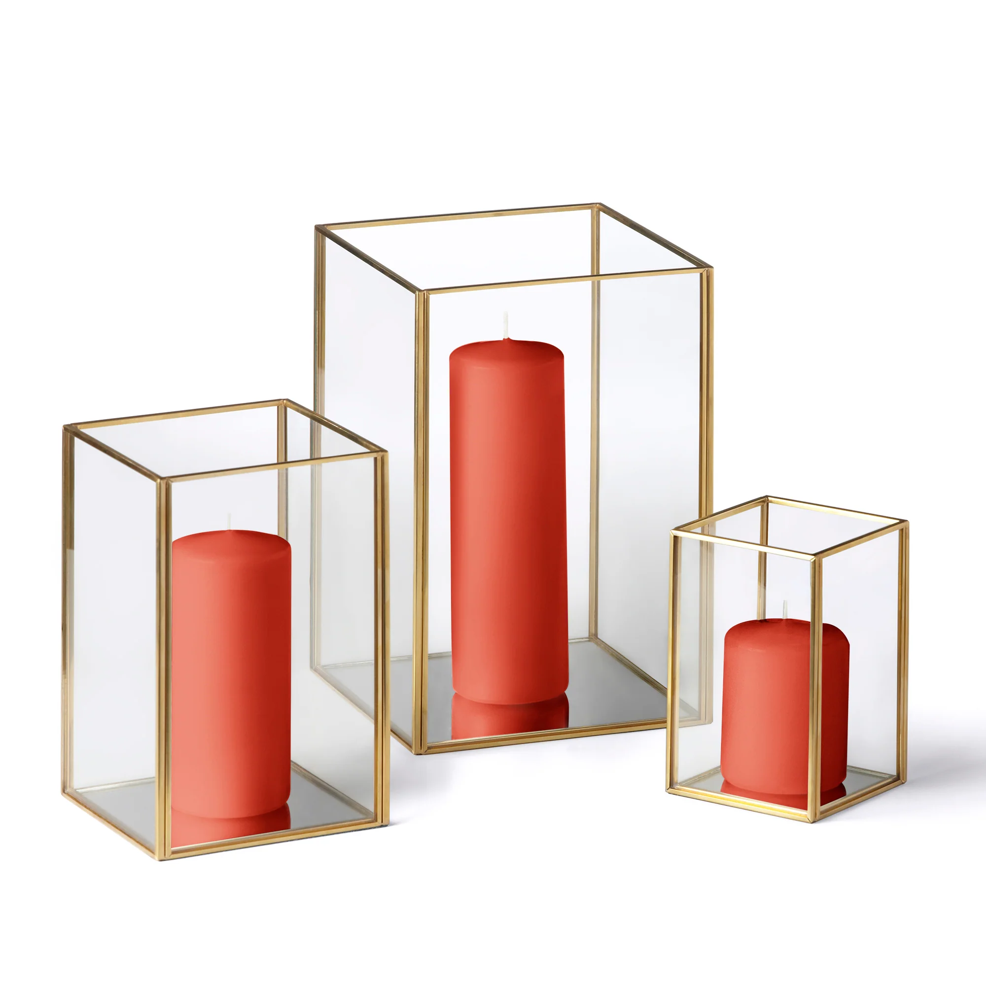 12 Slim Pillar Candles and Gold Luxus Lanterns - Image 22
