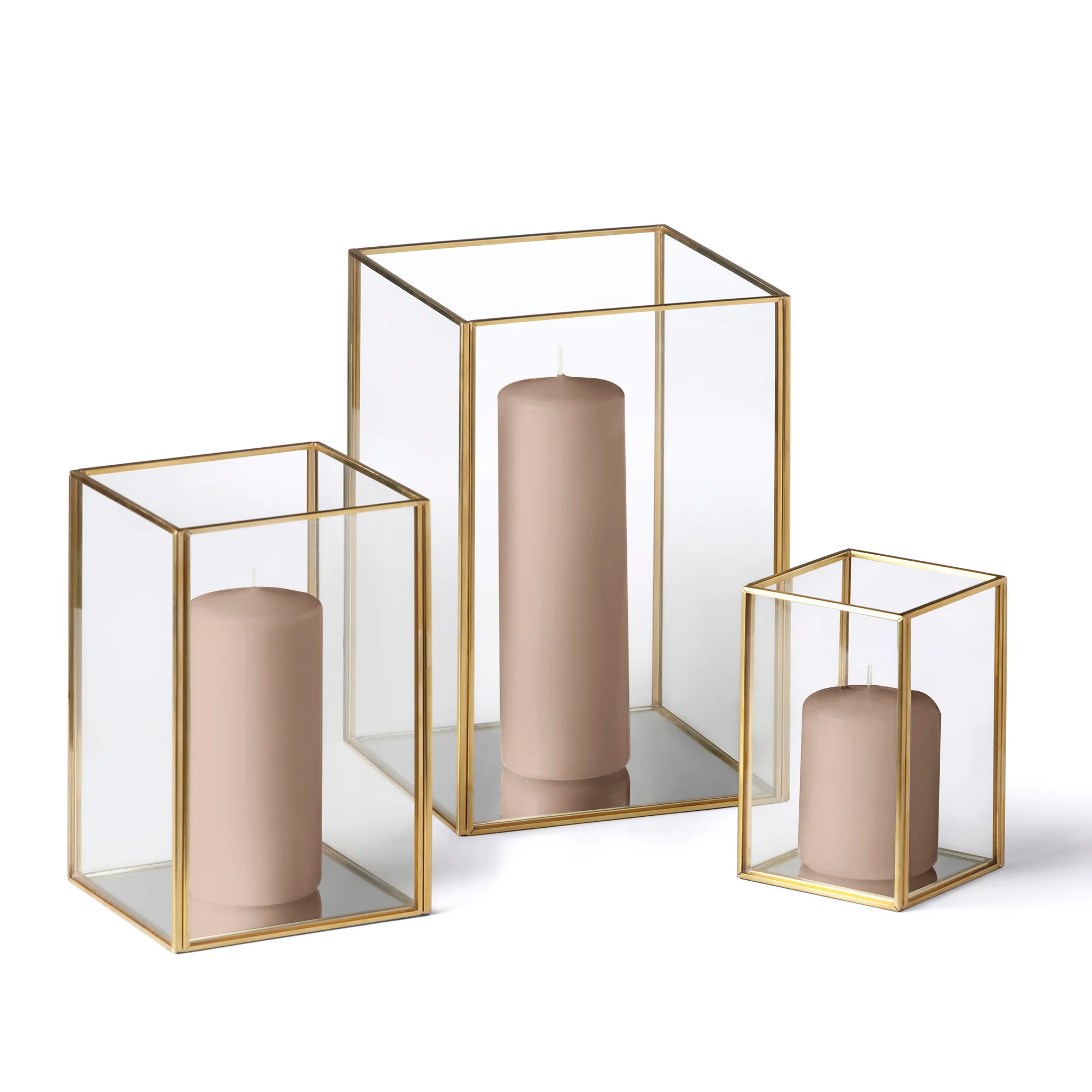 12 Slim Pillar Candles and Gold Luxus Lanterns - Image 24