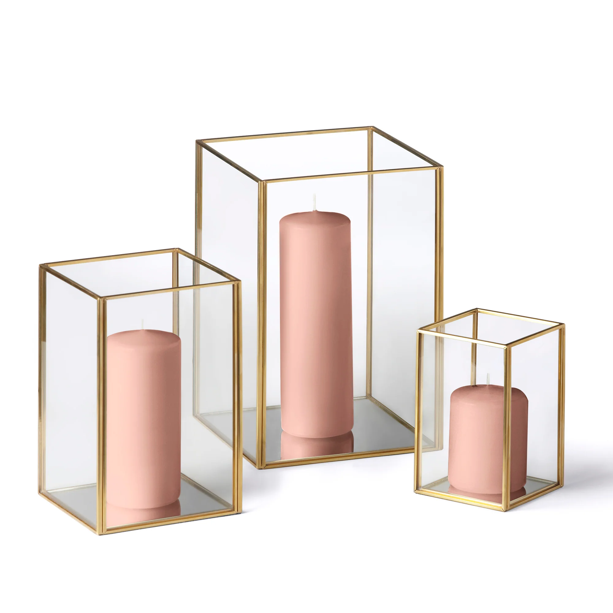 12 Slim Pillar Candles and Gold Luxus Lanterns - Image 40