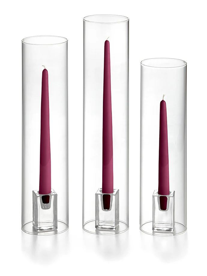 36 Taper Candles, 36 Glass Chimneys and 36 Square Block Holders - Image 10