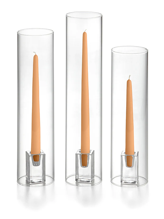 36 Taper Candles, 36 Glass Chimneys and 36 Square Block Holders - Image 15