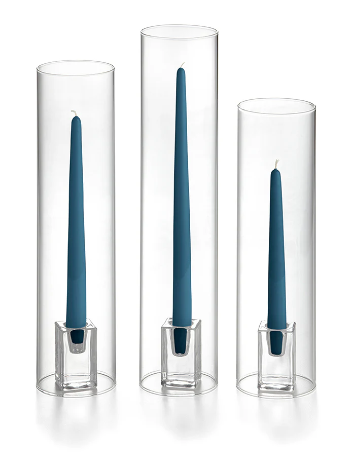 36 Taper Candles, 36 Glass Chimneys and 36 Square Block Holders - Image 33