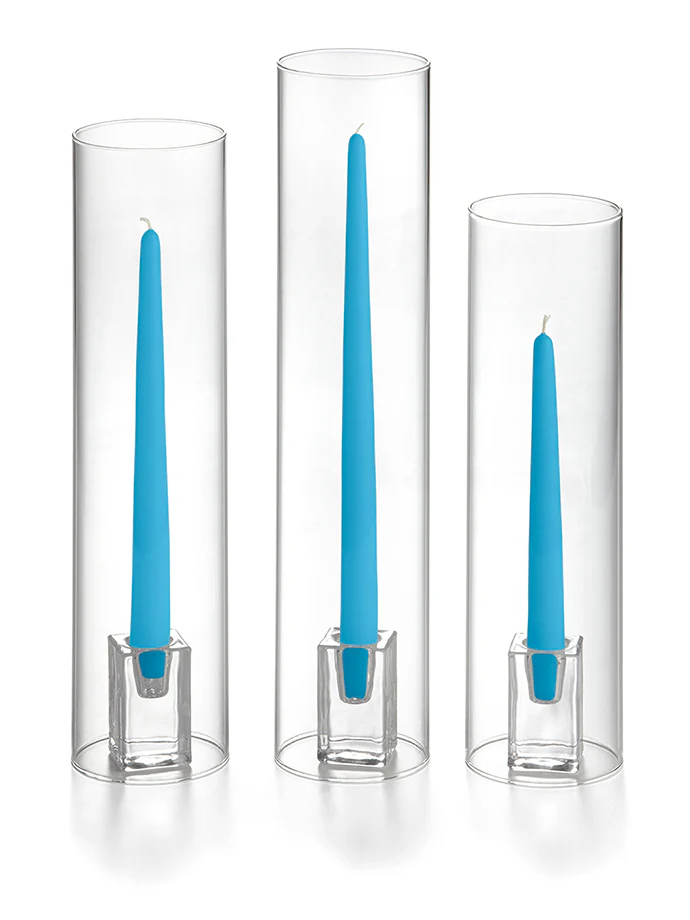 36 Taper Candles, 36 Glass Chimneys and 36 Square Block Holders - Image 37