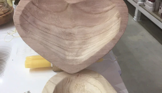 Decorative Paulownia Wood Heart Bowl, each