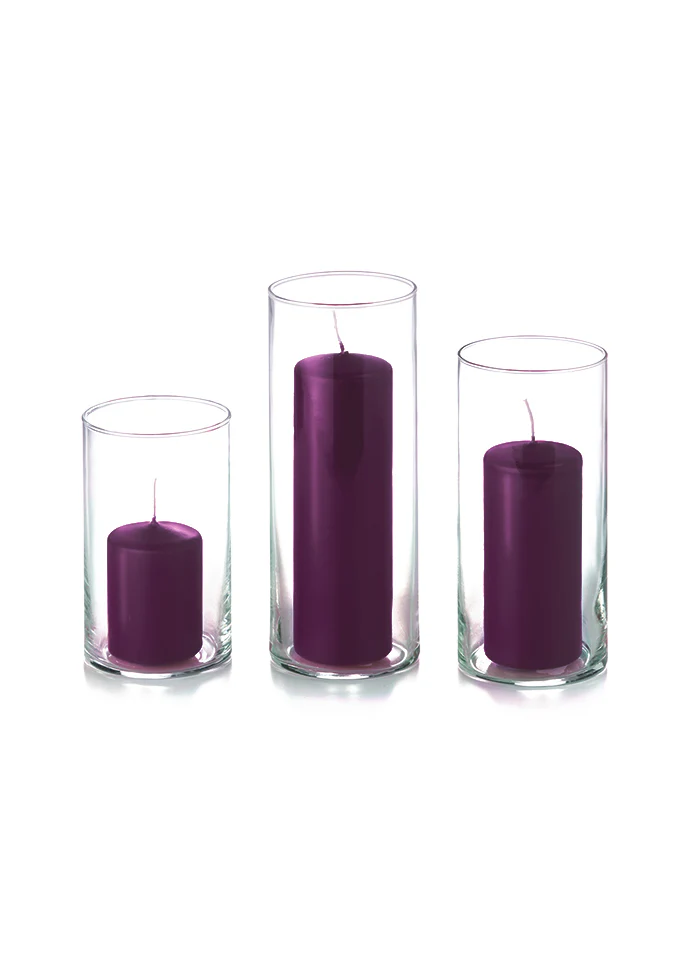 12 Slim Pillar Candles and Cylinder Vases - Image 25