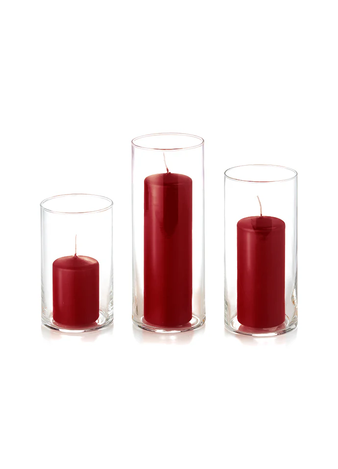 12 Slim Pillar Candles and Cylinder Vases - Image 4