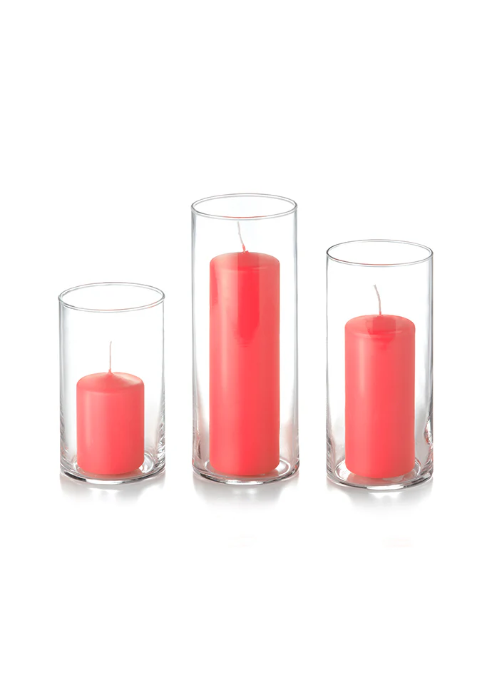 12 Slim Pillar Candles and Cylinder Vases - Image 41