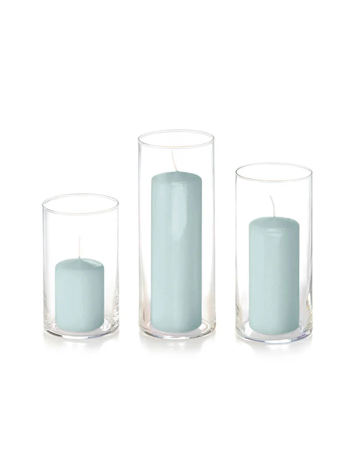 12 Slim Pillar Candles and Cylinder Vases - Image 49