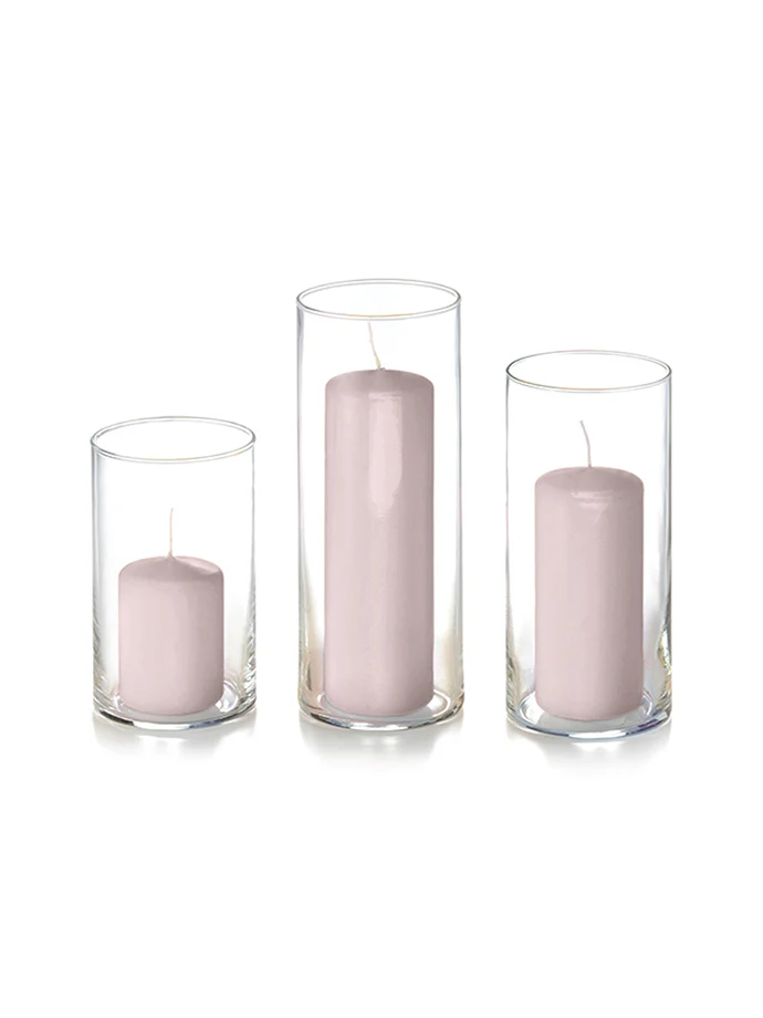 12 Slim Pillar Candles and Cylinder Vases - Image 51