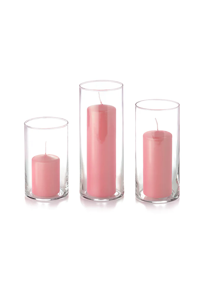 12 Slim Pillar Candles and Cylinder Vases - Image 8
