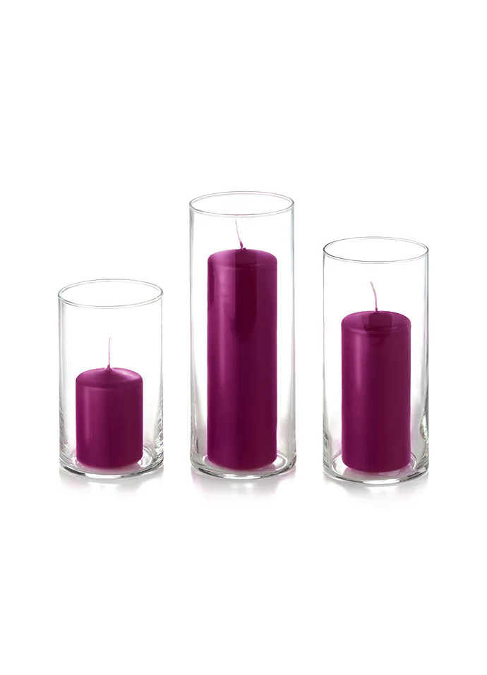 36 Slim Pillar Candles and Cylinder Vases - Image 11