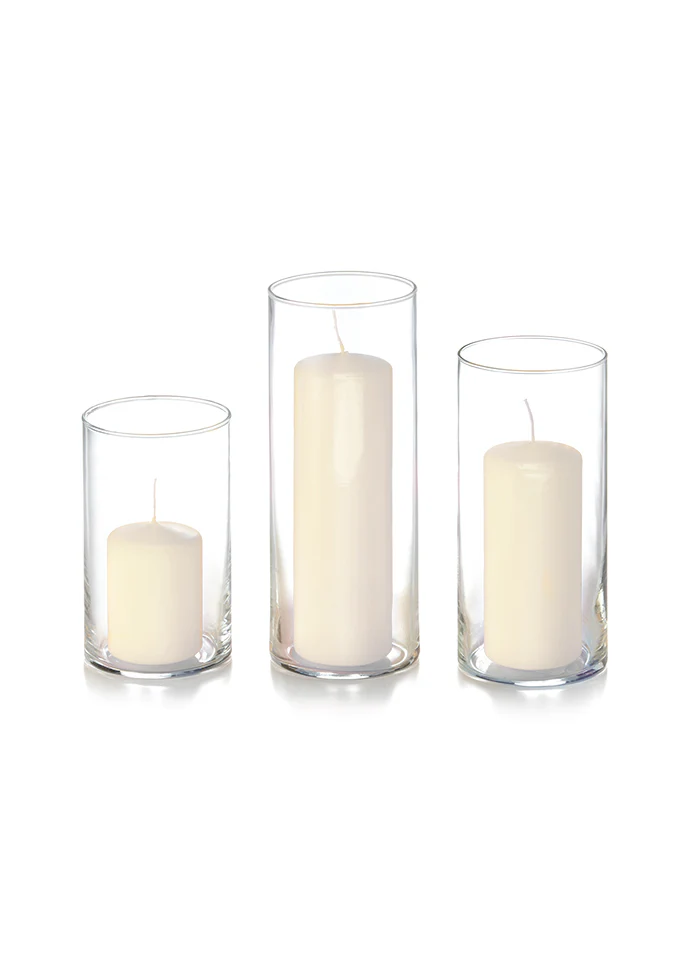 36 Slim Pillar Candles and Cylinder Vases - Image 2