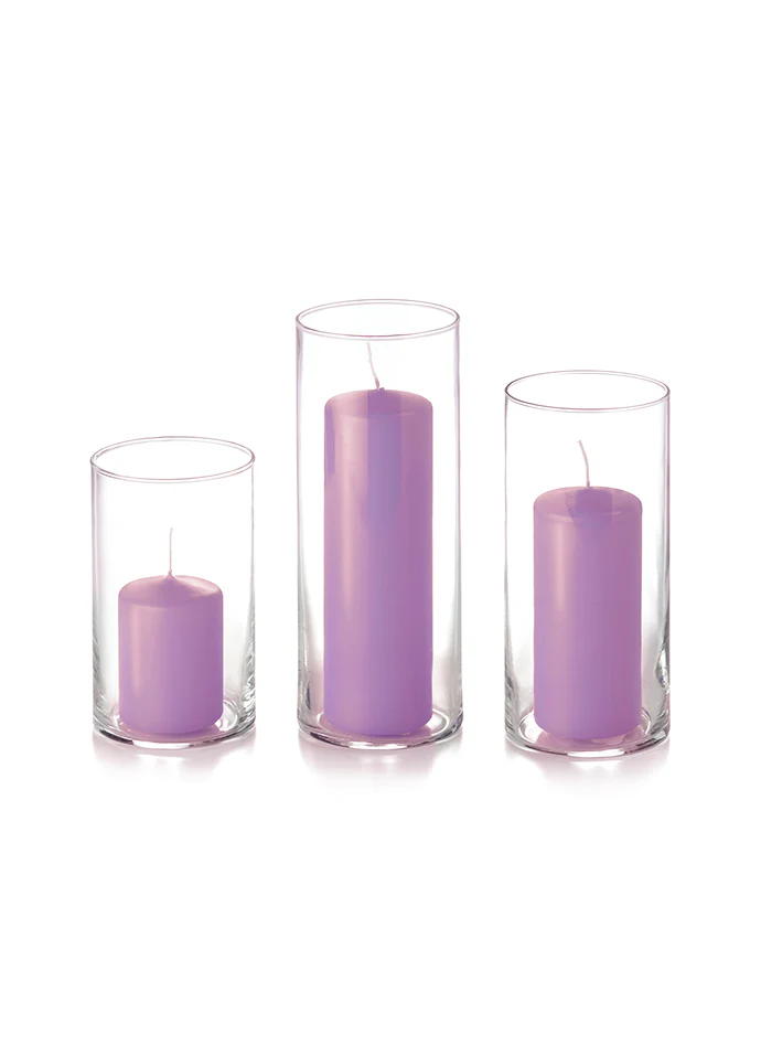 36 Slim Pillar Candles and Cylinder Vases - Image 23