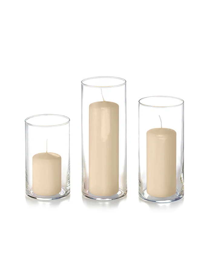 36 Slim Pillar Candles and Cylinder Vases - Image 47