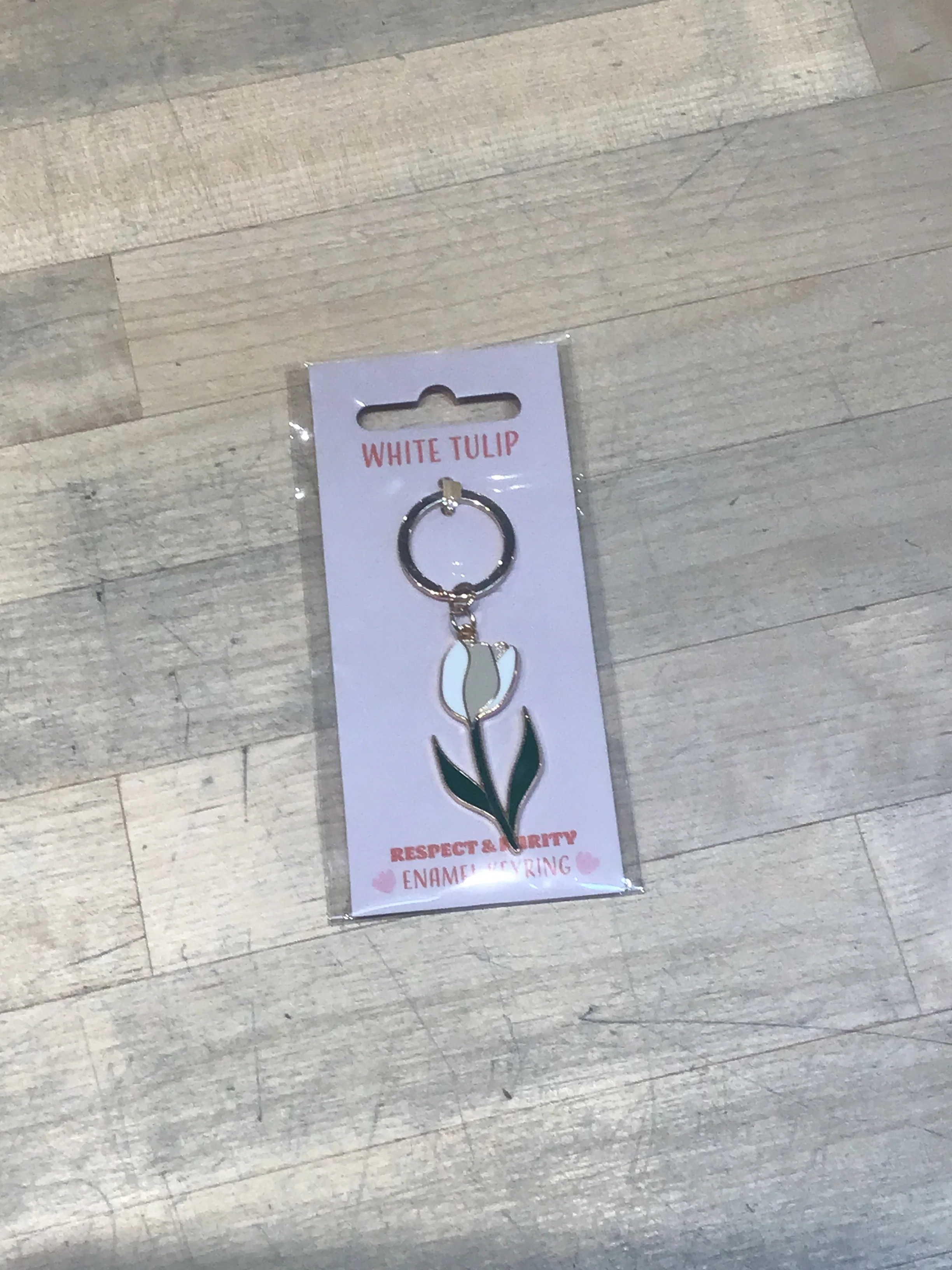Something Different - White Spring Tulip Keyring